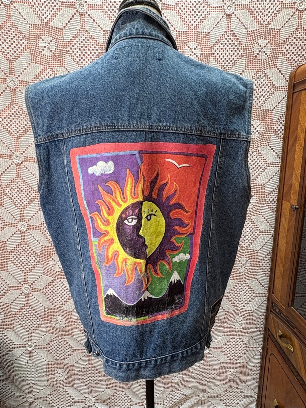 Vintage Buffalo Hand-Painted Denim Vest